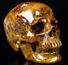 Gemstone Huge 5.7" Empire Red Agate Carved Crystal Skull, Super Realistic