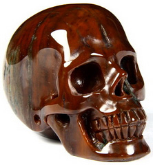 1.5" Petrified Wood Carved Crystal Skull, Realistic