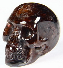 0.8" Garnet Carved Crystal Skull, Realistic