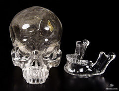 Huge 5.1" Smokey Quartz Rock Crystal Carved Crystal Skull, Detachable