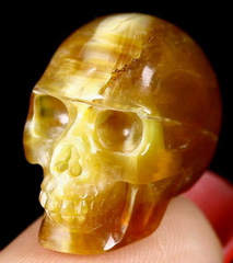 Gemstone 0.6" Cat's Eye Opal Carved Crystal Skull, Realistic