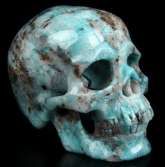 Huge 5.1" Amazonite Carved Crystal Skull, Super Realistic