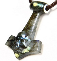 Amazing Flash 2.1" Labradorite Carved Crystal Skull Pendant