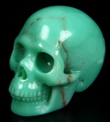 Gemstone 1.4" Chrysoprase Carved Crystal Skull, Realistic
