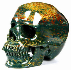 Gemstone Huge 5.1" Bloodstone Carved Crystal Skull,Super Realistic