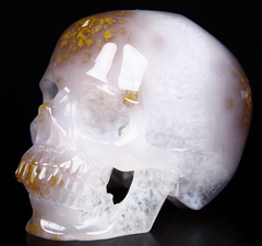 Huge 4.4" Agate Geode Carved Crystal Skull
