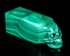 Gemstone 2.4" Malachite Carved Crystal Skull