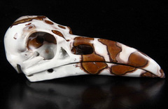 Huge 4.7" Chinese Painting Stone Carved Crystal Raven Skull