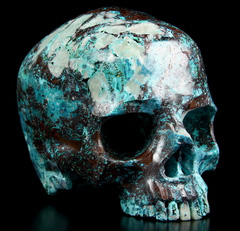 Gemstone Huge 4.8" American Chrysocolla Carved Crystal Skull without Jaw