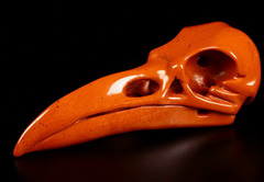 Huge 4.7" Red Jasper Carved Crystal Raven Skull