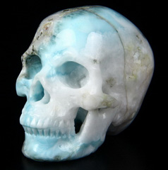 Gemstone 2.7" Larimar Carved Crystal Skull,Super Realistic