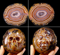 3.2" Laguna Lace agate Carved Crystal Skull