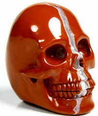 Size 12 1/2, Red Jasper Carved Crystal Skull Ring
