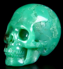 Gemstone 1.4" Chrysoprase Carved Crystal Skull, Realistic