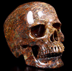 Huge 5.9" Red Brecciated Jasper Carved Crystal Skull,Super Realistic