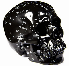 Huge 5.9" Snowflake Obsidian Carved Crystal Skull,Super Realistic