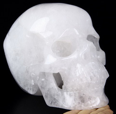 Lifesized 7.4" Angolan Quartz Rock Crystal Carved Crystal Skull, Super Realistic