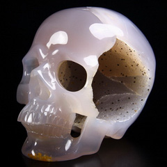 Unique Huge 4.0" Geode Agate Carved Crystal Skull