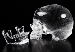Clear Lifesized 6.8" Quartz Rock Crystal Carved Crystal Skull, Detachable
