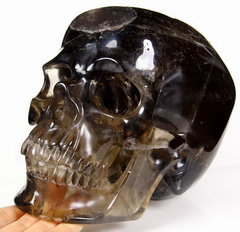 Lifesized 7.9" Smoky Quartz Rock Crystal Carved Crystal Skull, Super Realistic