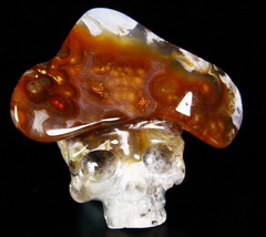Gemstone Fire Agate Carved Crystal Skull Pendant