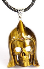 Amazing Flash Gemstone Gold Tiger Eye Carved Crystal Skull Pendant