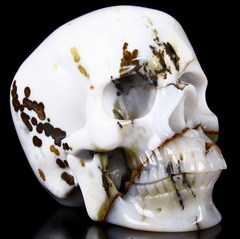 Huge 5.9" Agate Carved Crystal Skull, Super Realistic