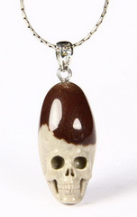 Sacred Shiva Lingam Carved Crystal Skull Pendant with Sterling Silver