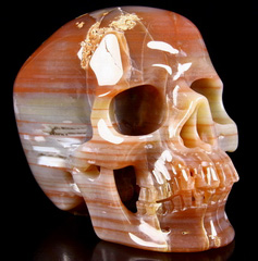 Fine Gemstone 6.1" Mozambique Agate Carved Crystal Skull, Super Realistic #4807803