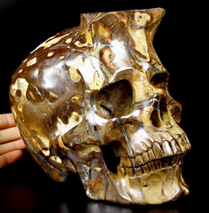 Lifesized 7.8" Matrix Opal Carved Crystal Skull, Super Realistic