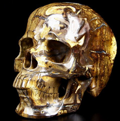 Gemstone Huge 6.0" Matrix Opal Carved Crystal Skull, Super Realistic
