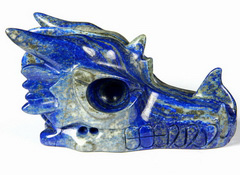Gemstone 5.4" Lapis Lazuli Carved Crystal Dragon Skull
