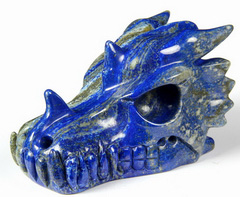 Gemstone Huge 5.2" Lapis Lazuli Carved Crystal Dragon Skull