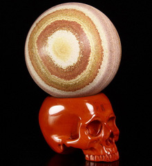 3.3" Red Jasper Carved Crystal Skull Container Sculpture