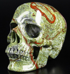 Gemstone Huge 6.4" Dragon Blood Jasper Carved Crystal Skull, Super Realistic