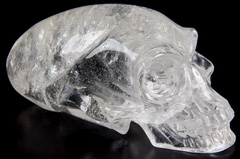 Huge 4.4" Quartz Rock Crystal Carved Elongated Mayan Alien Crystal Skull
