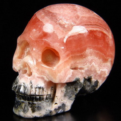Gemstone 1.6" Rhodochrosite Carved Crystal Skull, Realistic