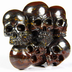 Gemstone Colorful Tiger Iron Eye Carved Crystal Skulls Buckle