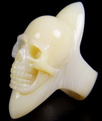 Size 10, Agate Carved Crystal Skull Ring