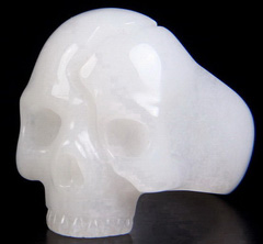 Size 10, White Jade Carved Crystal Skull Ring