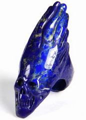 Gemstone Size 10, Lapis Lazuli Carved Crystal Skull Ring