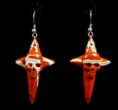 Red Jasper Carved Crystal Skull Earring