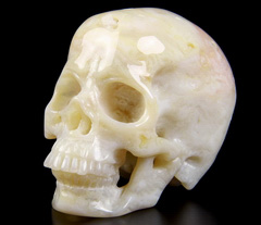 Nice 3.2" Agate Carved Crystal Skull, Super Realistic