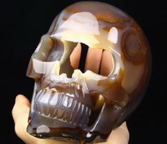 Nice Unique Huge 5.6" Agate Geode Carved Crystal Skull