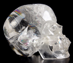 Rainbow Clear Huge 5.7" Quartz Rock Crystal Carved Crystal Skull, Super Realistic
