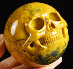 Nice Gemstone 2.7" New Pietersite Carved Crystal Skull Sphere Sculpture
