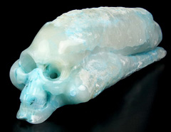 Giant 11.7" Blue Aragonite Carved Elongated Mayan Alien Crystal Skull