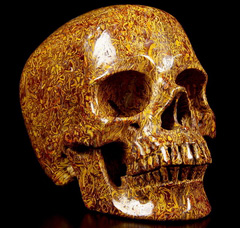 Huge 5.2" Elephant Skin Jasper, aka Miriam Stone, Calligraphy Stone, Cobra Jasper Carved Crystal Skull, Super Realistic