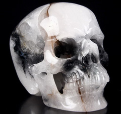Nice Huge 6.2" Quartz Rock Crystal Carved Crystal Skull, Super Realistic