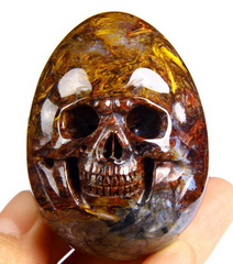 Gemstone 2.2" Pietersite Carved Crystal Skull Egg Sculpture
